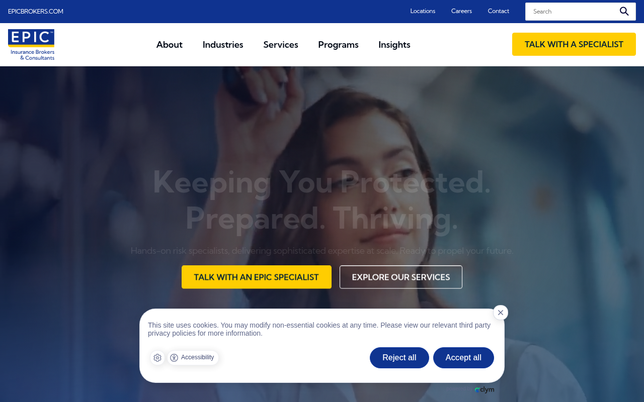 Website preview for EPIC Insurance Brokers & Consultants