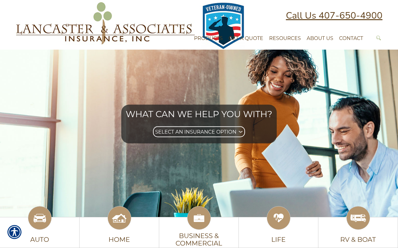 Website preview for Lancaster & Associates Insurance