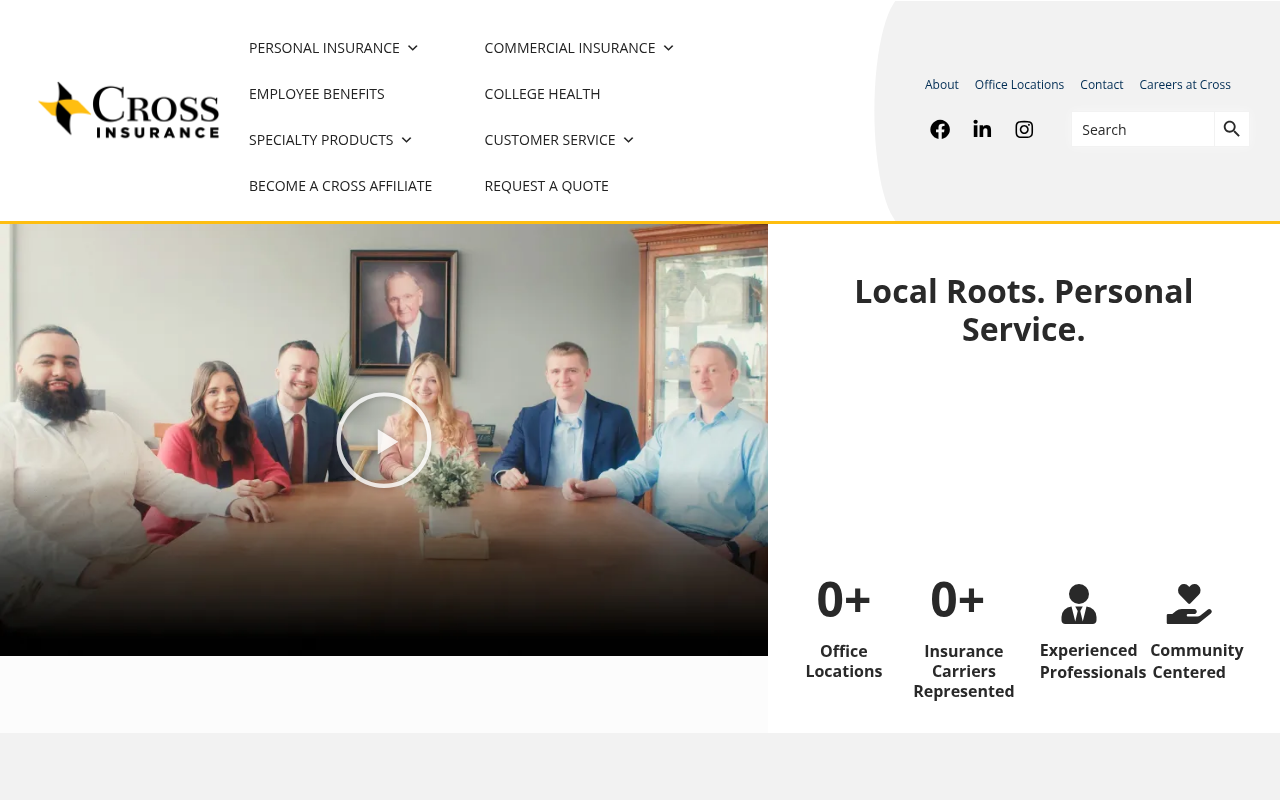 Website preview for Cross Insurance