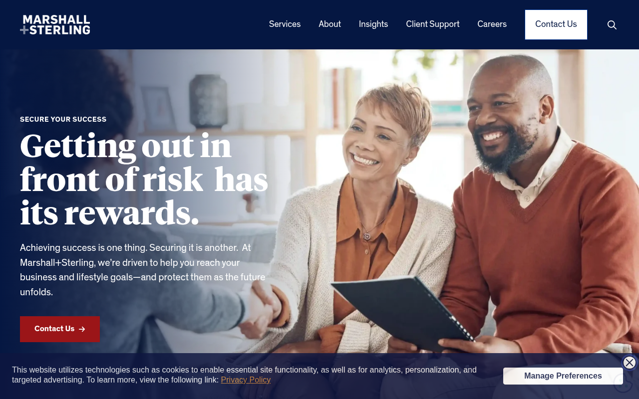 Website preview for Marshall & Sterling Insurance