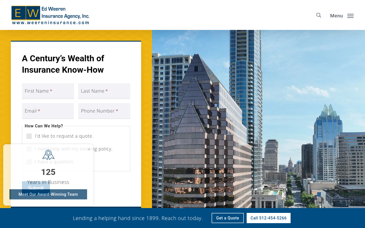 Website preview for Ed Weeren Insurance Agency